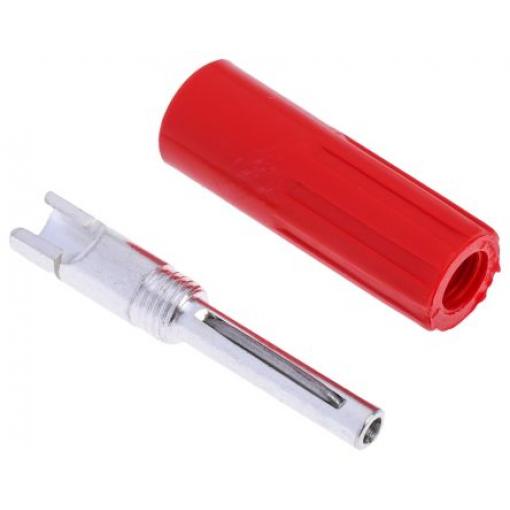 RS PRO Banánek, 4 mm, 50V, 10A, Červená, Vnější Pájecí, materiál kontaktu: Nerezová ocel, pokovení kontaktu: Stříbrná