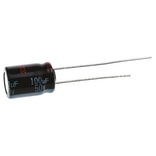 Kondenzátor, řada: HD RADIAL 100 μF ±20 % 50 V dc Radiální vedení, Radiální, Průchozí otvor AEC-Q200 Panasonic