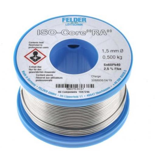 Olověná pájka Vodič, průměr drátu: 1.5 mm bod tání 183 °C 40 % olova 60 % cínu 500 g Felder Lottechnik