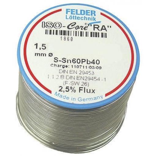 Olověná pájka Vodič, průměr drátu: 1.5 mm bod tání 183 °C 40 % olova 60 % cínu 1000 g Felder Lottechnik