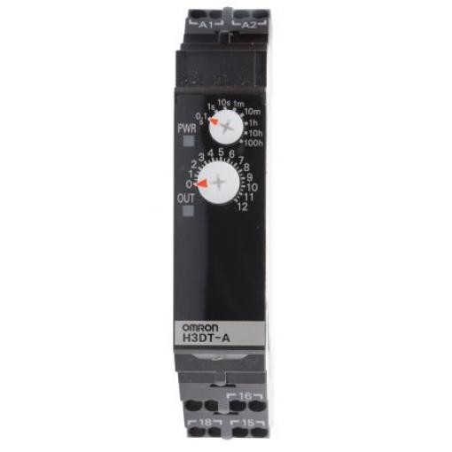 Omron Časovací relé, řada: H3DT Lišta DIN SPDT 2kontaktové 240 V dc 240 V ac, 24 V ac 1 funkce Nástrčný 0.1 s to 1200 h