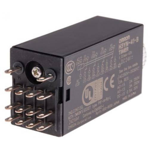 Omron Časovací relé, řada: H3YN Panel 4 NO, 4 NC 4kontaktové 125 V dc 24 V ac Multifunkční funkce Nástrčný 0.1 min to 10