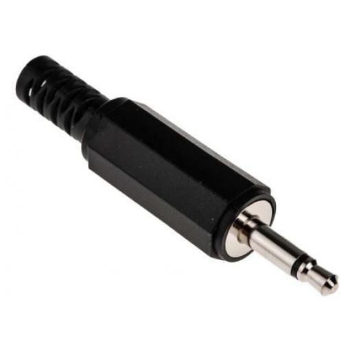 RS PRO Konektor jack, Kabel, Monofonní, Pájecí plíšek Vnější, 3.5 mm 2 barva Černá, orientace těla: Rovný, materiál