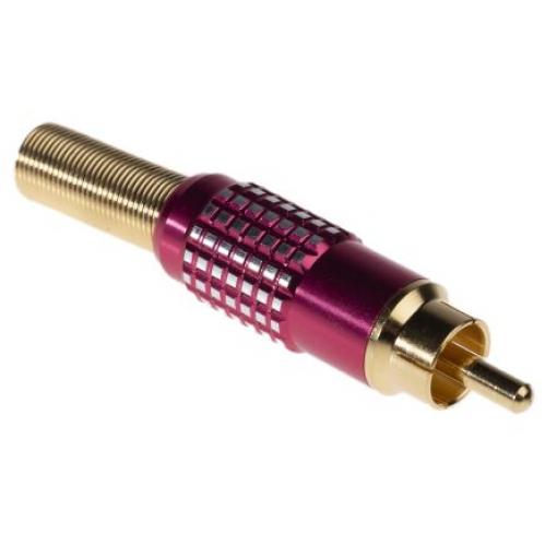 RS PRO Zástrčka RCA, orientace těla: Rovný, Červená, Kabel, pokovení: Zlatá, materiál kontaktu: Mosaz, materiál pouzdra: