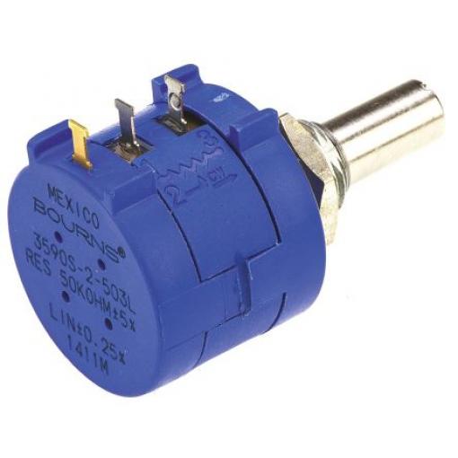 Potenciometr, průměr hřídele: 6.35 mm ±1,0 %otáčkový, řada: 3590 50 kΩ 5 % 2 W 3590S-2-503L Rotační, Montáž do panelu 1