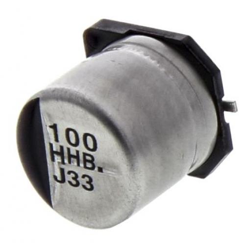 Kondenzátor, řada: HB SMD 100 μF 20 % Pájecí 50 V dc, Povrchová montáž 500 AEC-Q200 Panasonic
