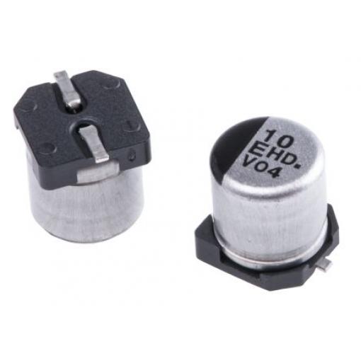 Kondenzátor, řada: HD SMD 10 μF 20 % Pájecí 12Ω 25 V dc, Povrchová montáž 1000 AEC-Q200 Panasonic