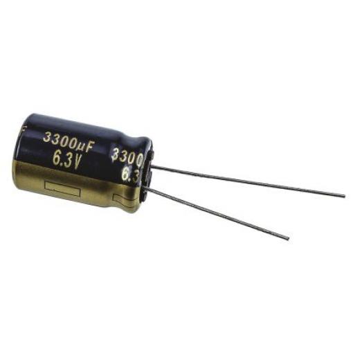 Kondenzátor, řada: FK Radial 3300 μF ±20 % 6.3 V dc Radiální vedení, Radiální, Průchozí otvor AEC-Q200 Panasonic