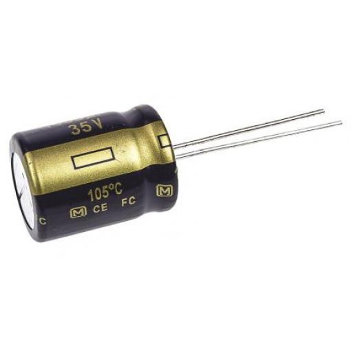 Kondenzátor, řada: FC Radial 1000 μF ±20 % 29mΩ 35 V dc Radiální vedení, Průchozí otvor AEC-Q200 Panasonic