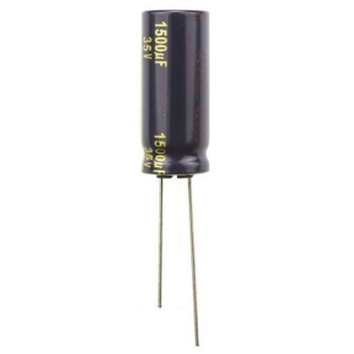 Kondenzátor, řada: FK Radial 1500 μF ±20 % 35 V dc Radiální vedení, Radiální, Průchozí otvor AEC-Q200 Panasonic