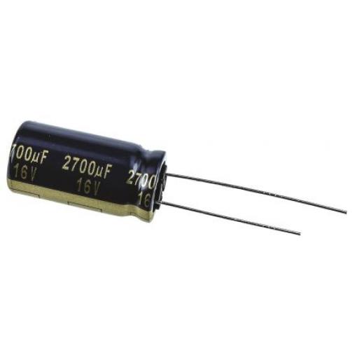 Kondenzátor, řada: FK Radial 2700 μF ±20 % 16 V dc Radiální vedení, Radiální, Průchozí otvor AEC-Q200 Panasonic