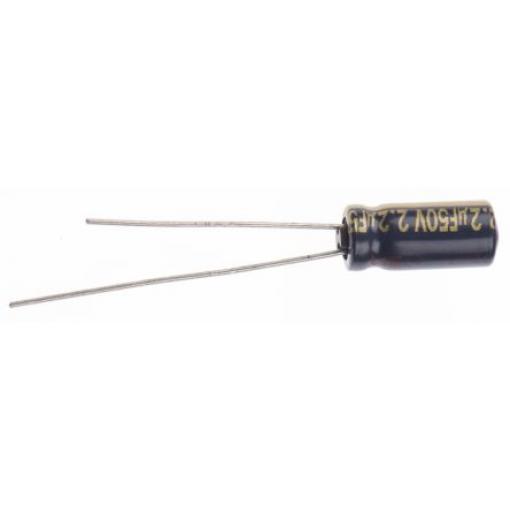 Hliníkový elektrolytický kondenzátor, řada: FC-A 2.2 μF ±20 % 1.8Ω 50 V dc Radiální vedení, Radiální, Průchozí otvor