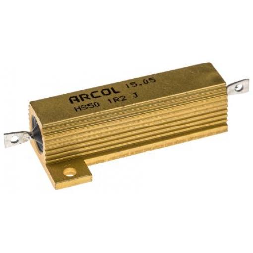 Rezistor pro montáž na rám, řada: HS50 1.2 Ω ±5 % HS50 1R2 J 50 W, Hliník, Axiální Vinutý Arcol