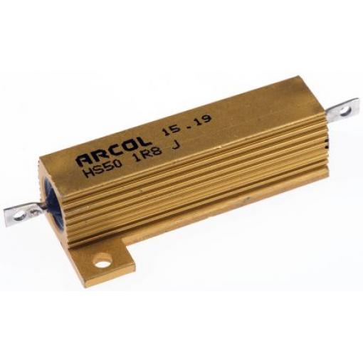 Rezistor pro montáž na rám, řada: HS50 1.8 Ω ±5 % HS50 1R8 J 50 W, Hliník, Axiální Vinutý Arcol