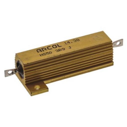 Rezistor pro montáž na rám, řada: HS50 3.9 Ω ±5 % HS50 3R9 J 50 W, Hliník, Axiální Vinutý Arcol