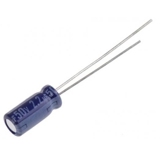 Kondenzátor, řada: MA 2.2 μF ±20 % 50 V dc Radiální vedení ECA1HM2R2, Radiální, Průchozí otvor AEC-Q200 Panasonic