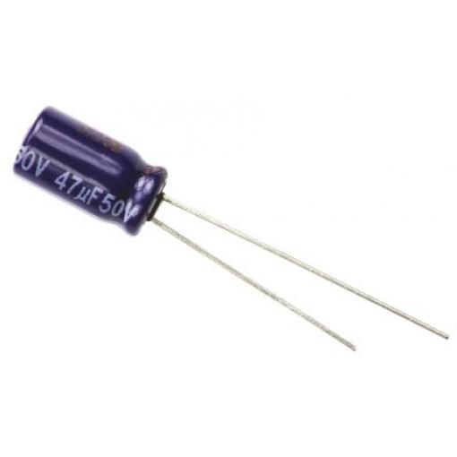 Kondenzátor, řada: MA 47 μF ±20 % 50 V dc Radiální vedení ECA1HM470, Radiální, Průchozí otvor AEC-Q200 Panasonic