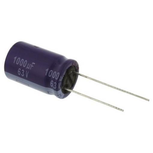 Kondenzátor, řada: MA 1000 μF ±20 % 63 V dc Radiální vedení, Průchozí otvor AEC-Q200 Panasonic