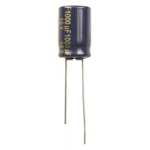 Kondenzátor, řada: FC Radial 1000 μF ±20 % 68mΩ 10 V dc Radiální vedení, Radiální, Průchozí otvor AEC-Q200 Panasonic