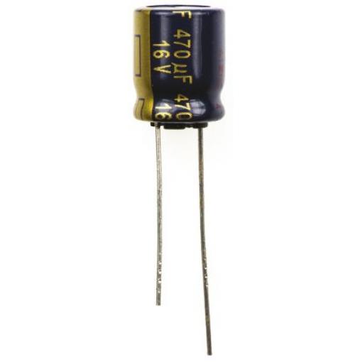 Kondenzátor, řada: FC Radial 470 μF ±20 % 90mΩ 16 V dc Radiální vedení, Radiální, Průchozí otvor AEC-Q200 Panasonic