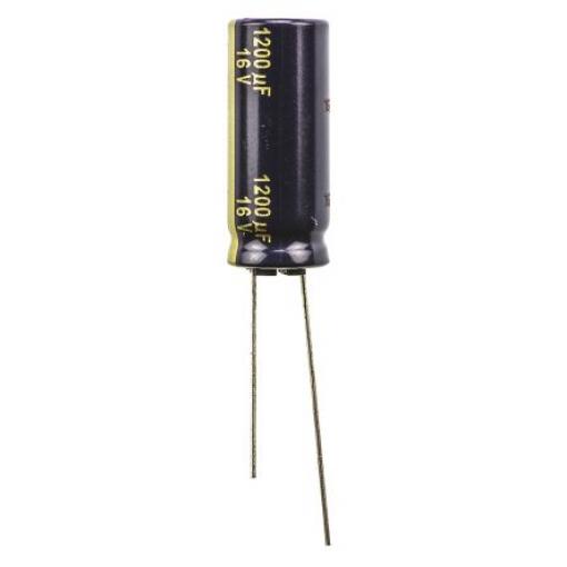 Kondenzátor, řada: FC Radial 1200 μF ±20 % 45mΩ 16 V dc Radiální vedení, Radiální, Průchozí otvor AEC-Q200 Panasonic