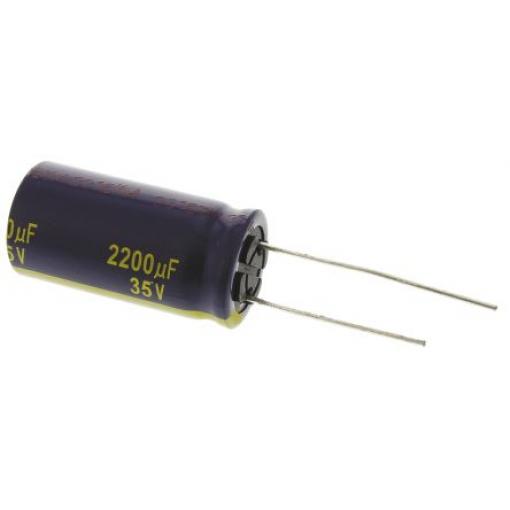 Kondenzátor, řada: FC Radial 2200 μF ±20 % 18mΩ 35 V dc Radiální vedení, Radiální, Průchozí otvor AEC-Q200 Panasonic