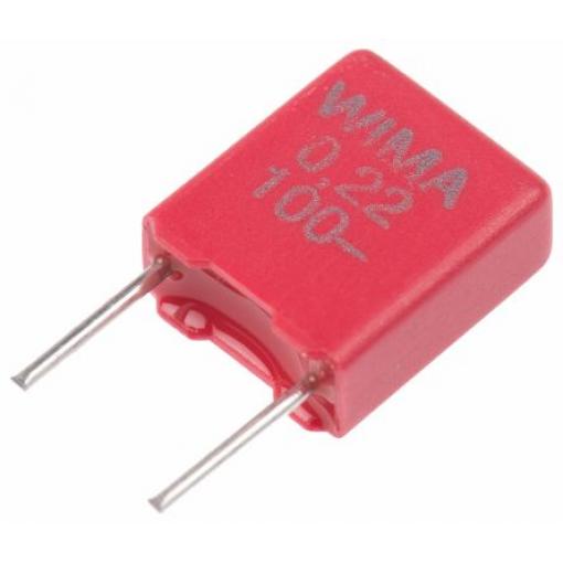 Vrstvové kondenzátory, řada: MKS2, Průchozí otvor 220 nF 63 V ac 100 V dc WIMA 0.5 mm