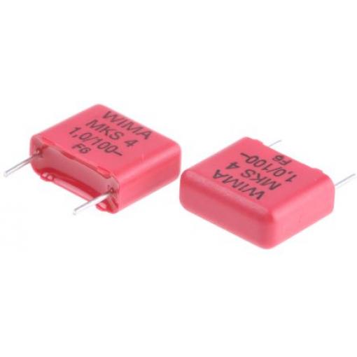 Vrstvové kondenzátory, řada: MKS4, Průchozí otvor 1 μF 63 V ac 100 V dc WIMA 0.6 mm