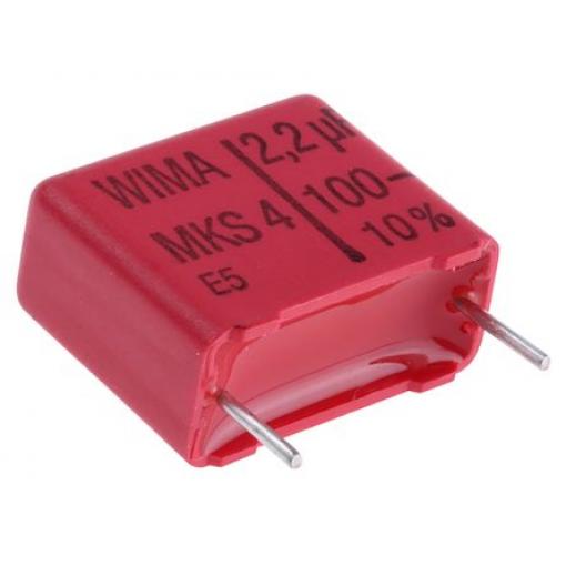 Vrstvové kondenzátory, řada: MKS4, Průchozí otvor 2.2 μF 63 V ac 100 V dc WIMA 0.8 mm