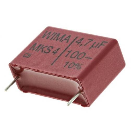 Vrstvové kondenzátory, řada: MKS4, Průchozí otvor 4.7 μF 63 V ac 100 V dc WIMA 0.8 mm