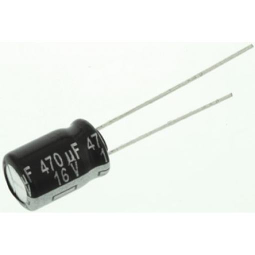 Kondenzátor, řada: NHG 470 μF ±20 % 16 V dc Radiální vedení, Radiální, Průchozí otvor AEC-Q200 Panasonic
