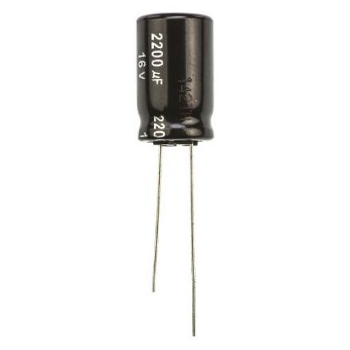 Kondenzátor, řada: NHG 2200 μF ±20 % 16 V dc Radiální vedení, Průchozí otvor AEC-Q200 Panasonic