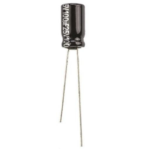 Kondenzátor, řada: NHG 100 μF ±20 % 25V dc Radiální vedení ECA1EHG101, Radiální, Průchozí otvor AEC-Q200 Panasonic