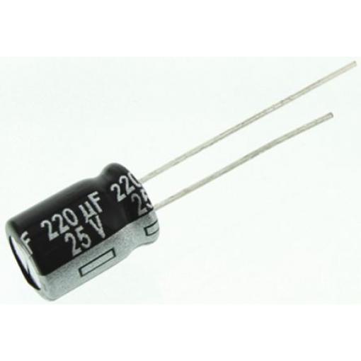 Kondenzátor, řada: NHG 220 μF ±20 % 25 V dc Radiální vedení, Radiální, Průchozí otvor AEC-Q200 Panasonic