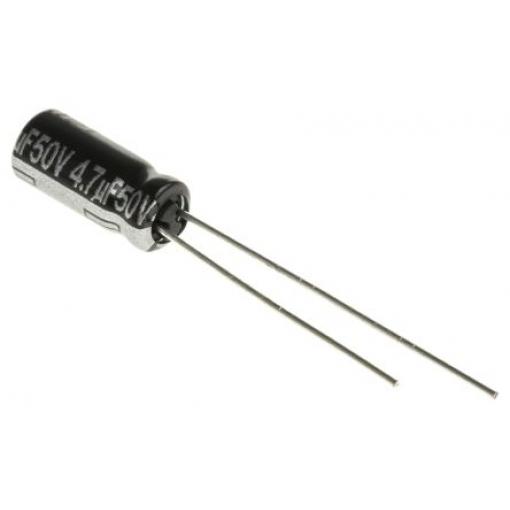Kondenzátor 4.7μF ±20% 50V dc Průchozí otvor Elektrolytický řada NHG Panasonic