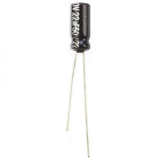 Kondenzátor, řada: NHG 22 μF ±20 % 50 V dc Radiální vedení ECA1HHG220, Radiální, Průchozí otvor AEC-Q200 Panasonic