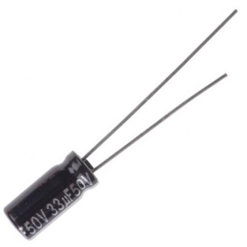 Kondenzátor, řada: NHG 33 μF ±20 % 50 V dc Radiální vedení ECA1HHG330, Radiální, Průchozí otvor AEC-Q200 Panasonic