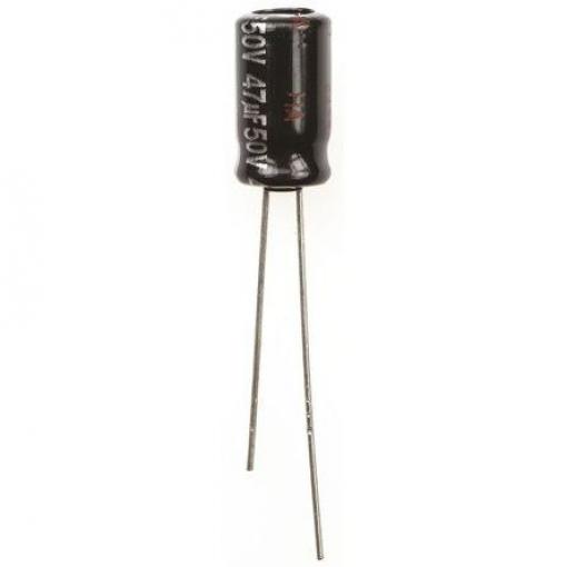 Kondenzátor, řada: NHG 47 μF ±20 % 50 V dc Radiální vedení ECA1HHG470, Radiální, Průchozí otvor AEC-Q200 Panasonic