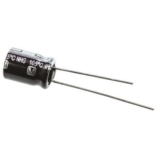 Kondenzátor, řada: NHG 100 μF ±20 % 50 V dc Radiální vedení, Průchozí otvor AEC-Q200 Panasonic
