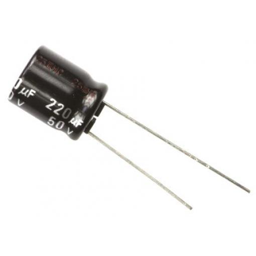Hliníkový elektrolytický kondenzátor, řada: NHG 220 μF ±20 % 50 V dc Radiální vedení, Radiální, Průchozí otvor AEC-Q200