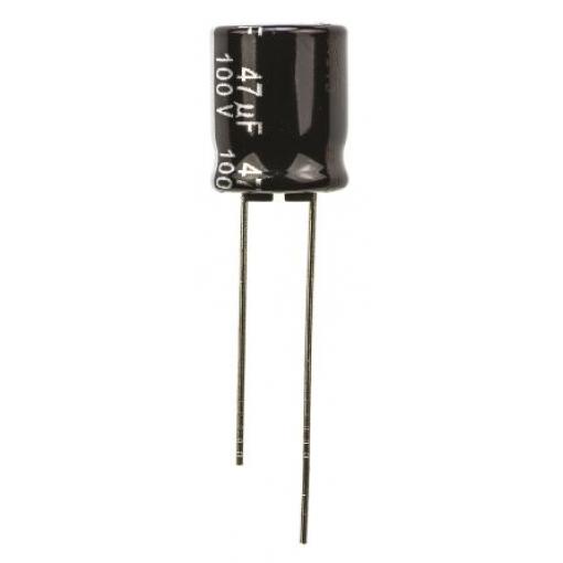 Kondenzátor, řada: NHG 47 μF ±20 % 100 V dc Radiální vedení, Průchozí otvor AEC-Q200 Panasonic