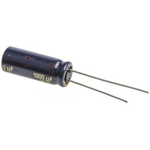 Kondenzátor, řada: FC Radial 1000 μF ±20 % 65mΩ 10 V dc Radiální vedení, Radiální, Průchozí otvor AEC-Q200 Panasonic