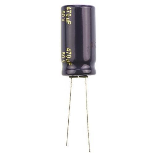 Kondenzátor, řada: FC Radial 470 μF ±20 % 50 V dc Radiální vedení, Radiální, Průchozí otvor AEC-Q200 Panasonic