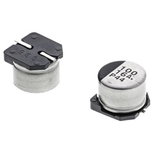 Kondenzátor, řada: S 100μF ±20% 16V dc, SMD Hliníkové elektrolytické AEC-Q200 Panasonic