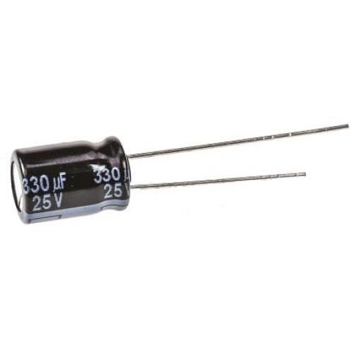 Kondenzátor, řada: FR Radial 330 μF ±20 % 25 V dc Radiální vedení, Radiální, Průchozí otvor AEC-Q200 Panasonic