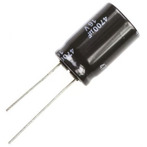 Hliníkový elektrolytický kondenzátor, řada: FR-A 4700 μF ±20 % 16 V dc Radiální vedení, Radiální, Průchozí otvor