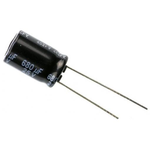 Kondenzátor, řada: FR 680 μF ±20 % 25 V dc Radiální vedení EEUFR1E681, Radiální, Průchozí otvor AEC-Q200 Panasonic