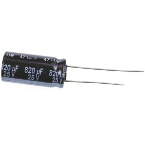 Kondenzátor, řada: FR 820 μF ±20 % 25 V dc Radiální vedení EEUFR1E821, Radiální, Průchozí otvor AEC-Q200 Panasonic