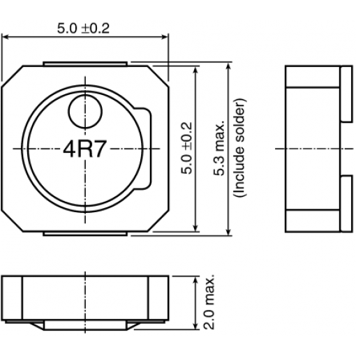Drátový induktor pro povrchovou montáž, řada: VLCF 4.7 μH Ano materiál jádra Ferit, 5020 ±20/±30 % Vinutý 2.09 A Idc TDK