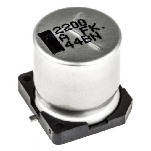 Kondenzátor, řada: FK SMD 2200 μF 20 % Pájecí 60mΩ 10 V dc, Povrchová montáž 200 AEC-Q200 Panasonic
